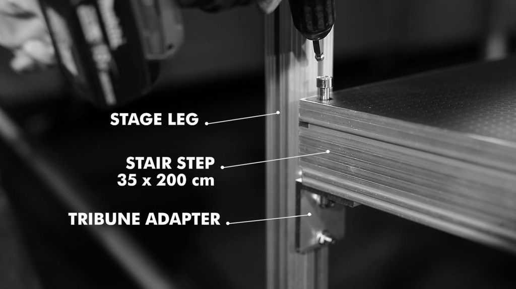 attaching stairs with tribune adapter